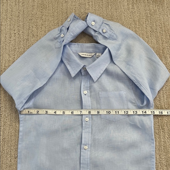 Janie and Jack Light Blue Linen Blend Button Down Shirt Boys Size 6 EUC - Picture 8 of 11